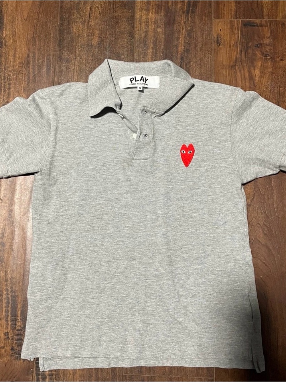 Comme des Garçons Grey Polo with PLAY Label
